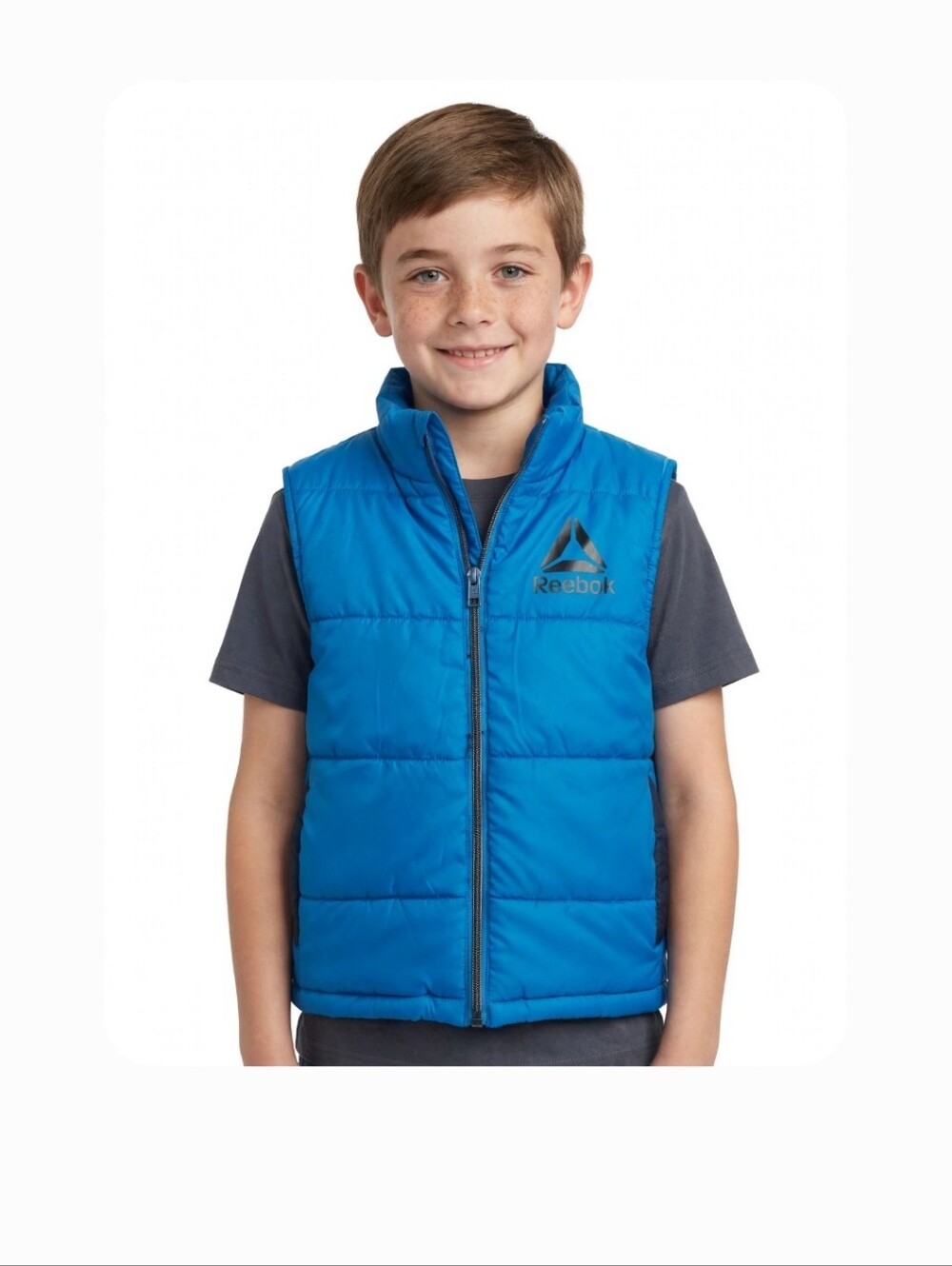 Reebok Bright Blue Quilted Kids Puffer Vest with two side pockets. Size 5.